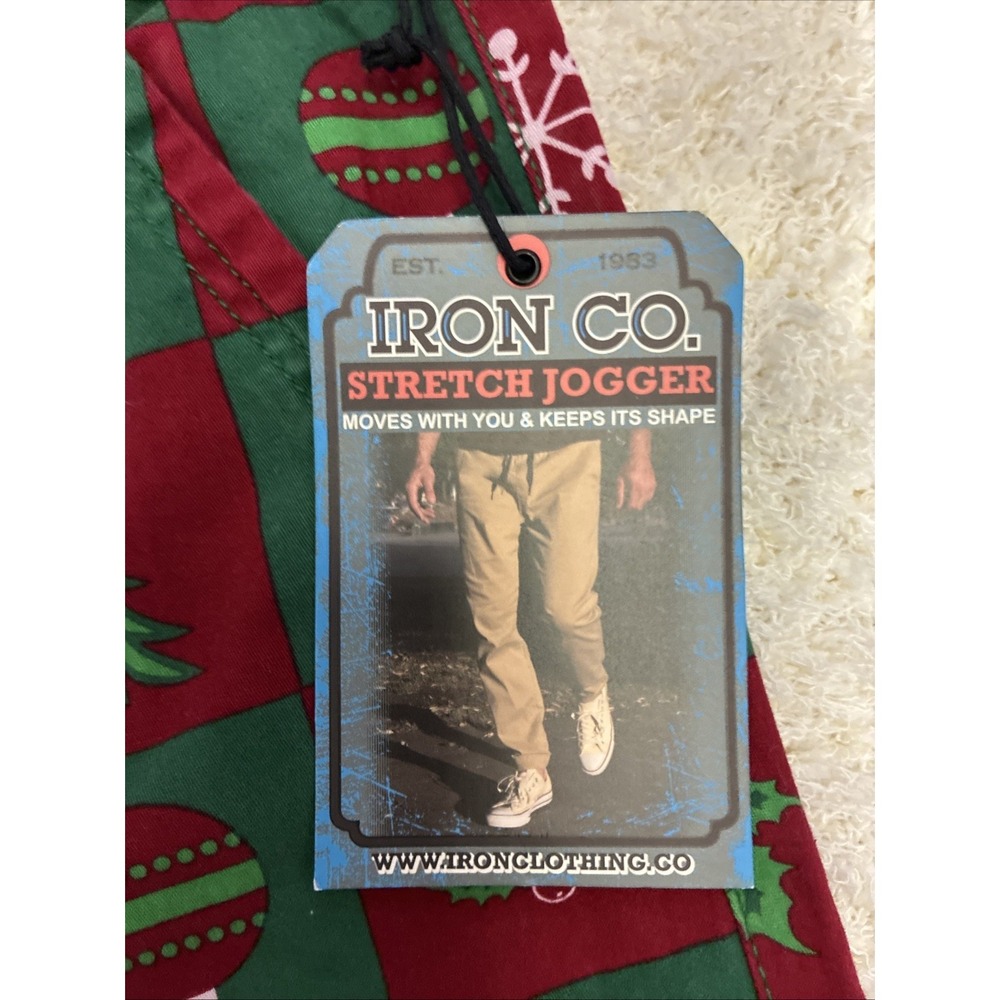 Iron Co. Christmas Holiday Jogger Pants Mens Sz M Tapered Holiday Pants - Picture 4 of 7